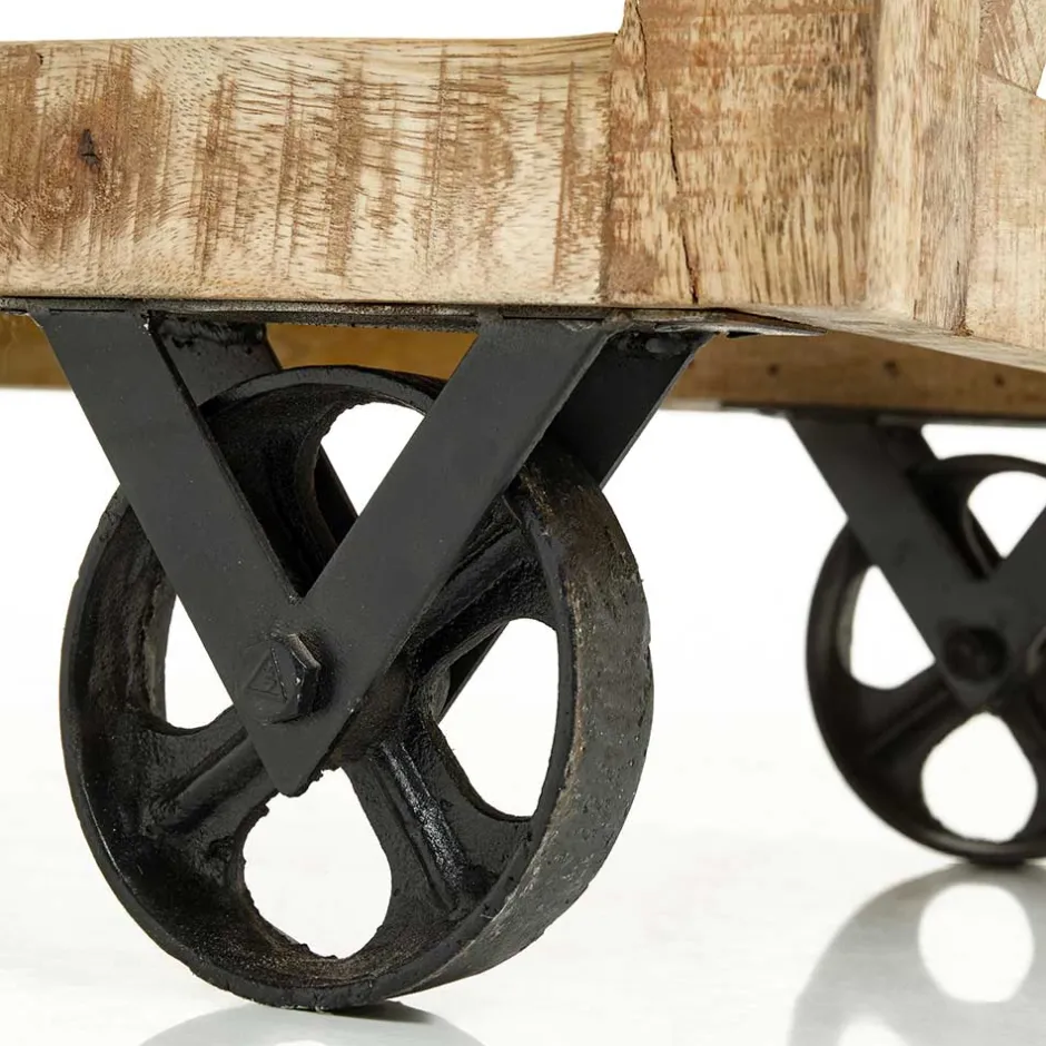 Rustikaler Barwagen auf Metallrollen - Radulyn^Wohnen Clearance