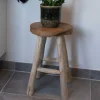 Wohnen Rustikaler Holzhocker aus Teak Massivholz - Isabelona