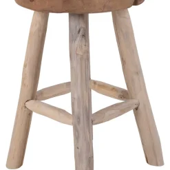Wohnen Rustikaler Holzhocker aus Teak Massivholz - Isabelona