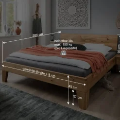 Rustikales Bett Set mit Nachttischen - Yunves (dreiteilig)^Wohnen Outlet