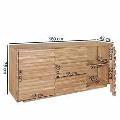 Wohnen Rustikales Design Sideboard Pisino aus Holz Akazie massiv