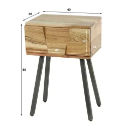 Wohnen Rustikal-moderner Nachttisch mit Schublade - Tomya