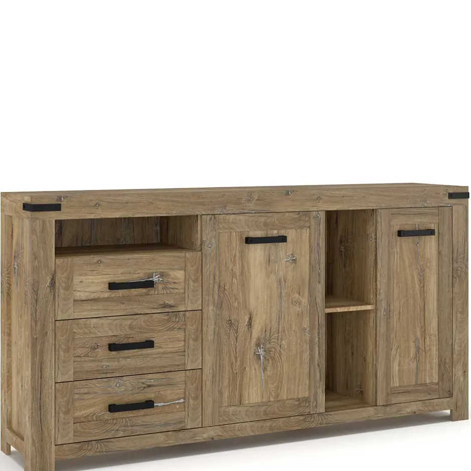 Rustikal-modernes Sideboard in Eiche Dunkel - Ginetta^Wohnen Best