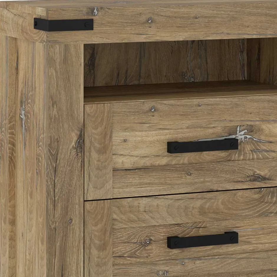 Rustikal-modernes Sideboard in Eiche Dunkel - Ginetta^Wohnen Best