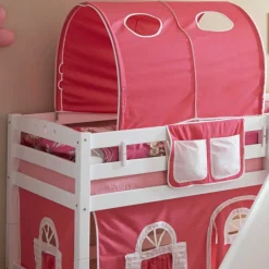 Kinder Wohnen Rutsche Buchenholz Hochbett in Weiß - Leontine