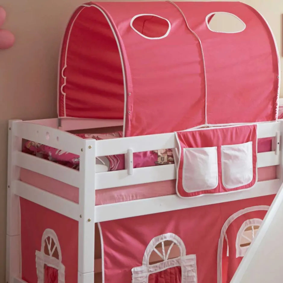 Kinder Wohnen Rutsche Buchenholz Hochbett in Weiß - Leontine