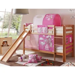 Kinder Wohnen Rutsche Etagenbett für Mädchen in Natur - Norklin