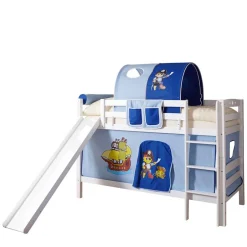 Kinder Wohnen Rutsche Etagenbett mit Piraten Stoff Blau - Maryland