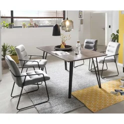 Wohnen Samt Armlehnenstühle mit Esstisch - Casimir (fünfteilig)