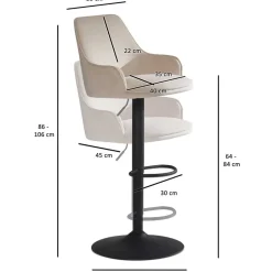Samt Barstuhl in Beige - Heats^Wohnen Best