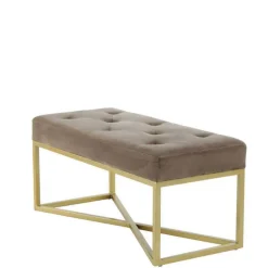 Wohnen Samt Bettbank in Taupe mit Gold - Davork