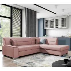 Samt Eckcouch in Altrosa mit Schlaffunktion - Donegal^Wohnen Hot