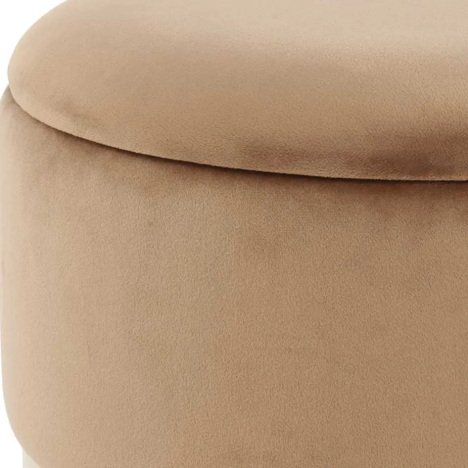 Samt Hocker Set in Hellbraun & Braun - Valerana (zweiteilig)^Wohnen New