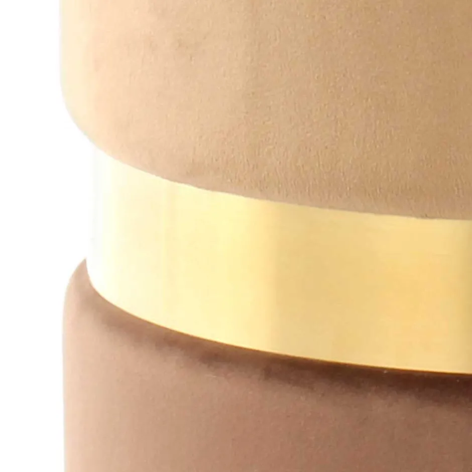 Samt Hocker Set in Hellbraun & Braun - Valerana (zweiteilig)^Wohnen New