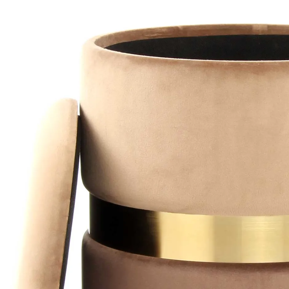 Samt Hocker Set in Hellbraun & Braun - Valerana (zweiteilig)^Wohnen New