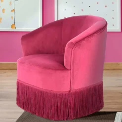 Samt Kindersessel in Pink mit Fransen - Lagada^Wohnen Hot