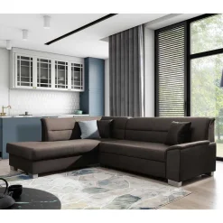 Samt Polsterecke in Dunkelbraun - Vitablo^Wohnen Sale