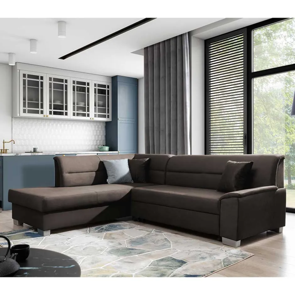 Samt Polsterecke in Dunkelbraun - Vitablo^Wohnen Sale