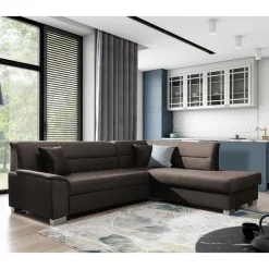 Samt Polsterecke in Dunkelbraun - Vitablo^Wohnen Sale