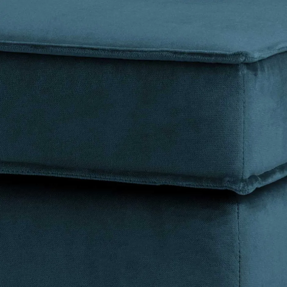 Samt Polsterhocker in Blau & Schwarz - Cumagon^Wohnen