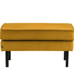 Wohnen Samt Polsterhocker in Ocker Gelb - Nustra