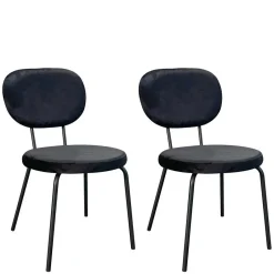 Wohnen Samt Polsterstühle in Schwarz - Siao (2er Set)