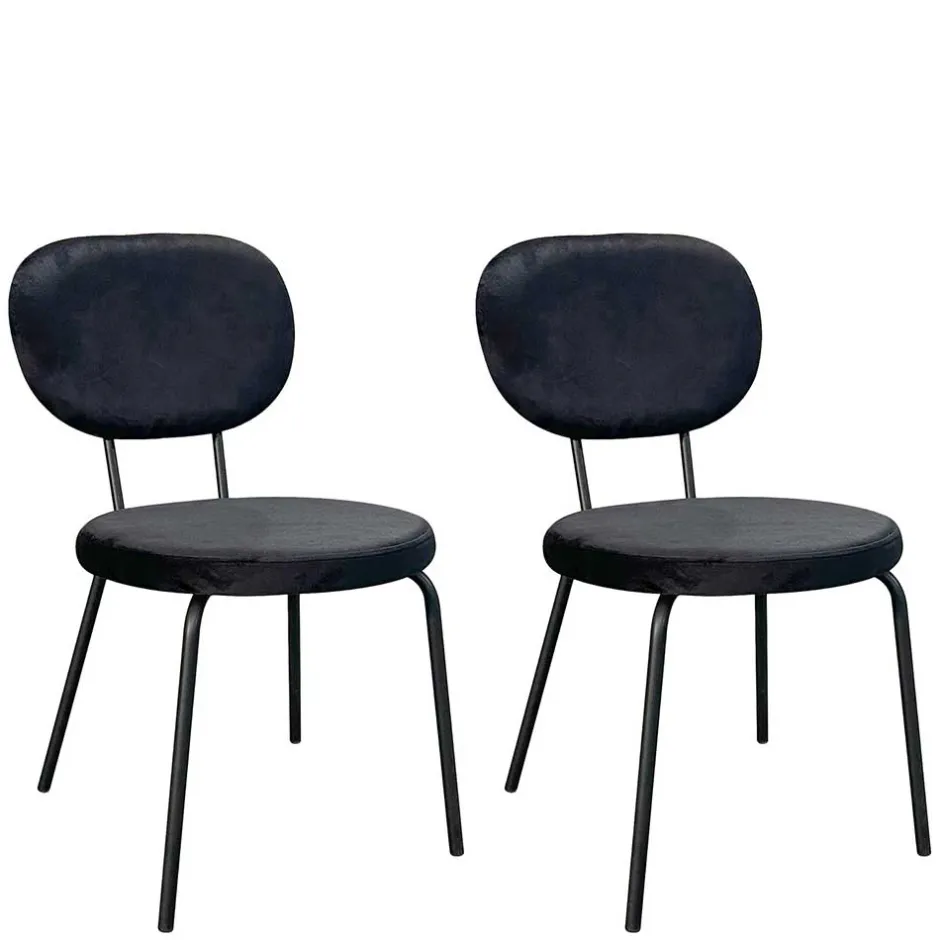 Wohnen Samt Polsterstühle in Schwarz - Siao (2er Set)