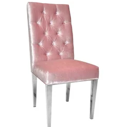 Samt Polsterstuhl in Rosa mit Edelstahl Gestell - Lucinda^Wohnen Clearance
