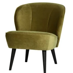 Wohnen Samt Retro Sessel in Khaki Grün - Giva