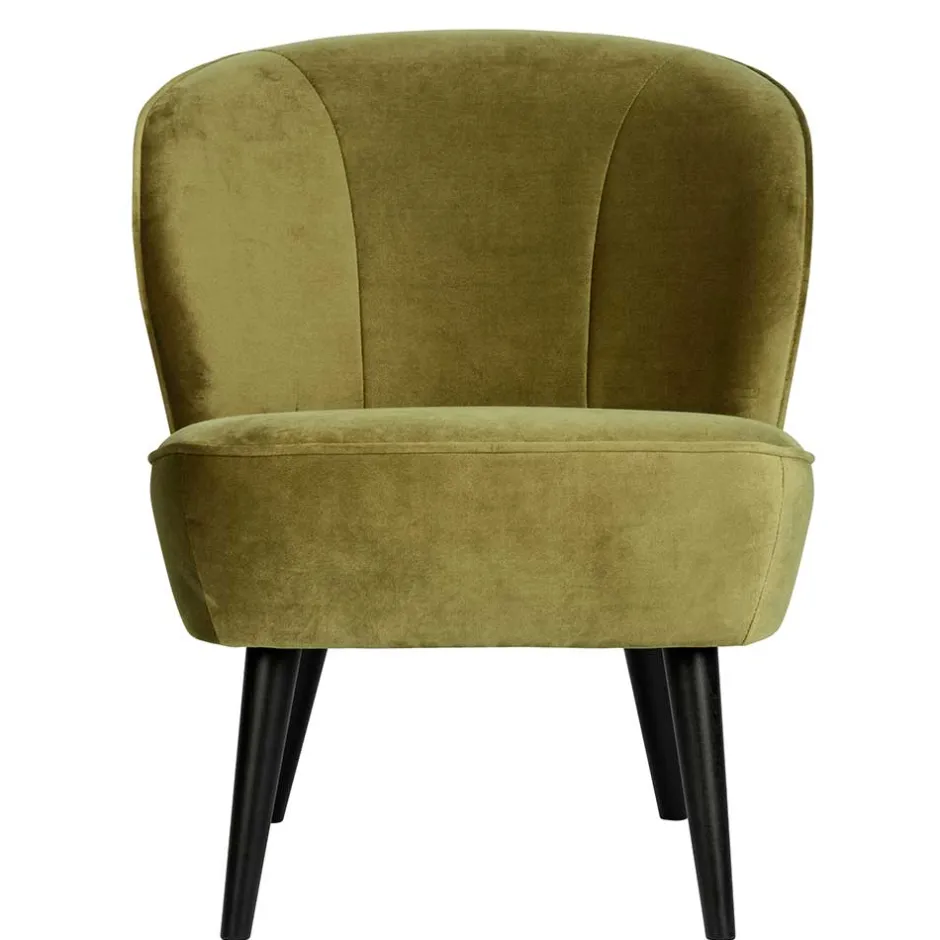 Wohnen Samt Retro Sessel in Khaki Grün - Giva