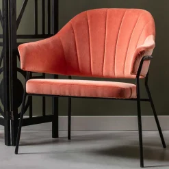 Samt Retrosessel in Apricot - Roryn^Wohnen Online