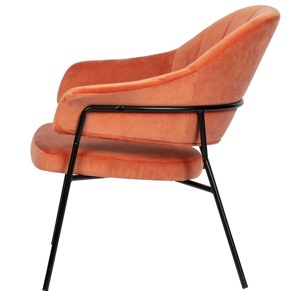 Samt Retrosessel in Apricot - Roryn^Wohnen Online