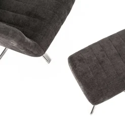 Wohnen Samt Retrosessel mit Fußhocker - Gilianoa (zweiteilig)