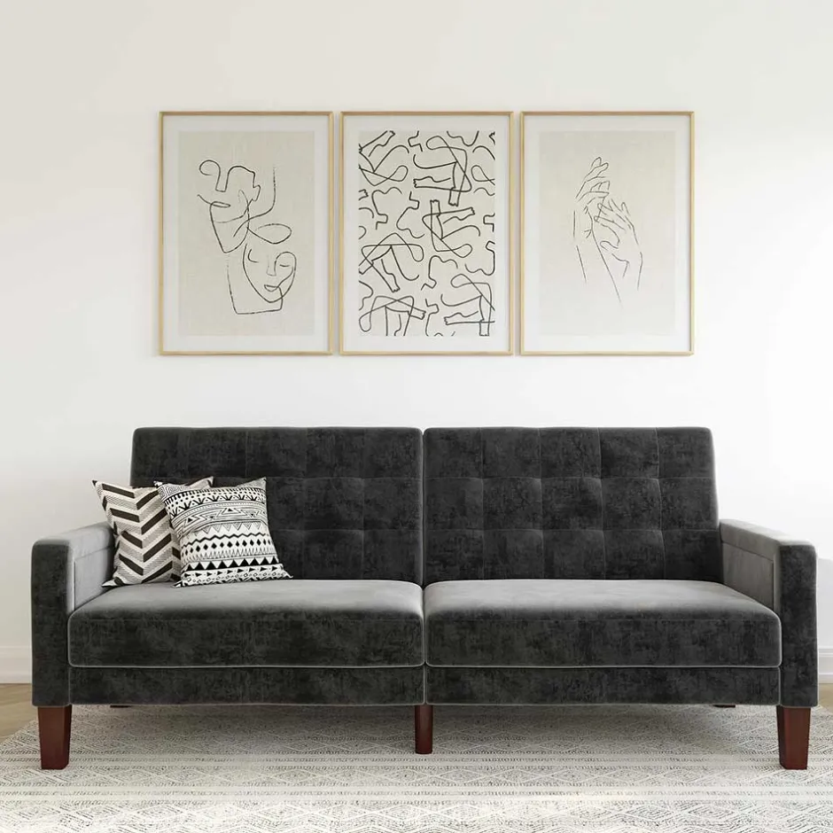 Samt Schlafsofa in Grau - Nenna^Wohnen Sale