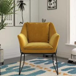 Wohnen Samt Sessel in Gelb Samt - Meckey