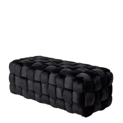 Wohnen Samt Sitzbank in Schwarz Flechtdesign - Addara