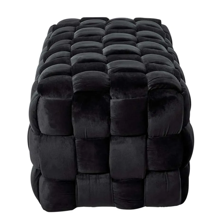 Wohnen Samt Sitzbank in Schwarz Flechtdesign - Addara