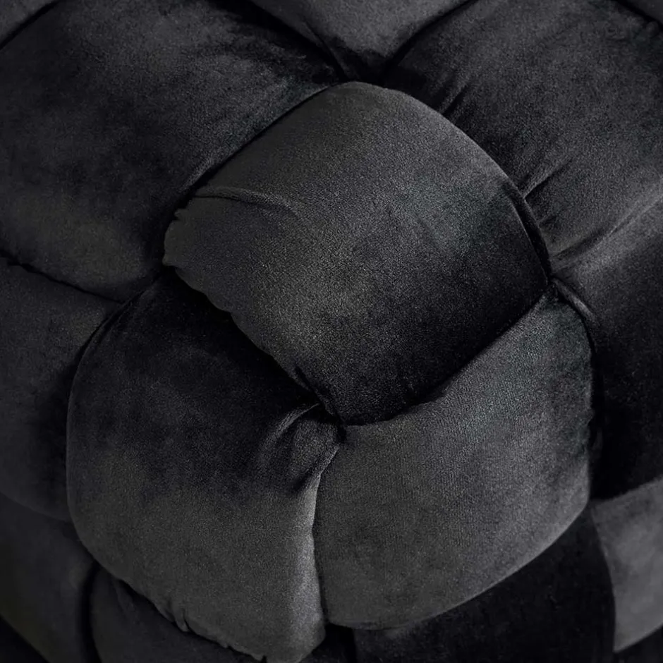 Wohnen Samt Sitzbank in Schwarz Flechtdesign - Addara