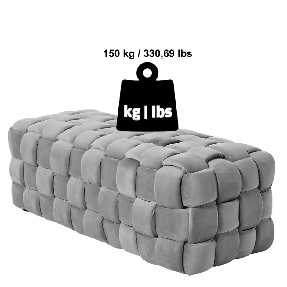 Wohnen Samt Sitzbank in Schwarz Flechtdesign - Addara