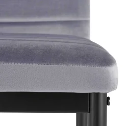 Samt Stühle mit Quersteppung in Grau - Pysio (Set)^Wohnen New