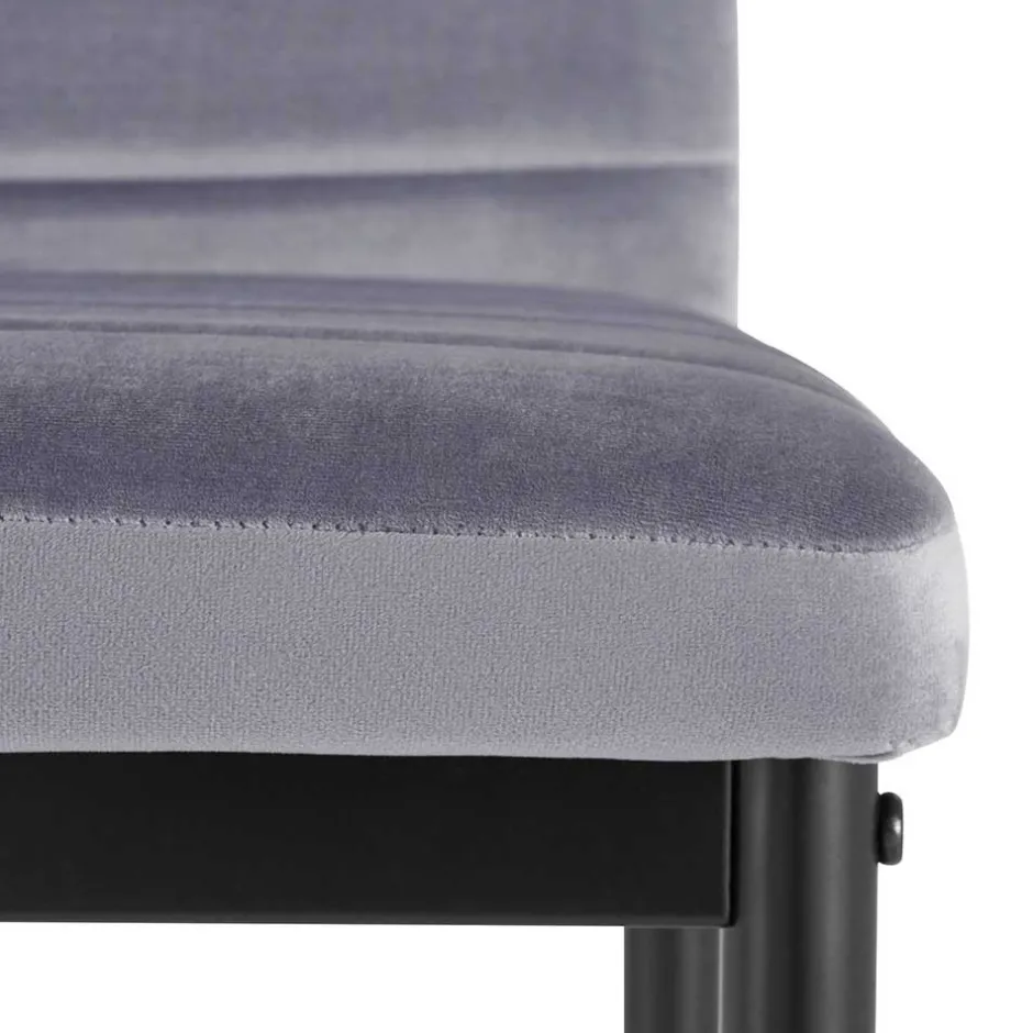 Samt Stühle mit Quersteppung in Grau - Pysio (Set)^Wohnen New