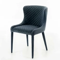 Wohnen Samt Stuhl in Dunkelgrau mit Rautensteppung - Amelie