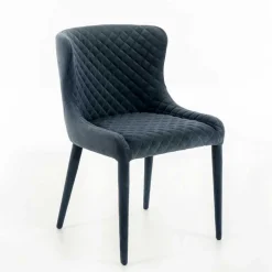 Wohnen Samt Stuhl in Dunkelgrau mit Rautensteppung - Amelie