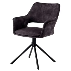 Wohnen Samt Tischsessel in Anthrazit - Keviz (2er Set)