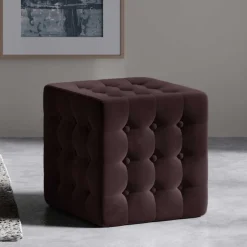 Wohnen Samthocker in Dunkelbraun - Niroteka