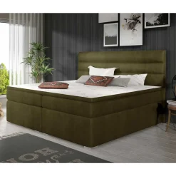 Wohnen Samt-Polsterbett in Oliv Grün - Frisata