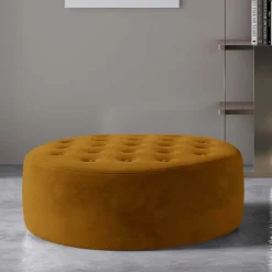 Wohnen Samt-Polsterhocker in Senfgelb - Baixon