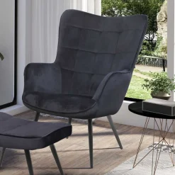 Samtsessel in Schwarz - Avenza^Wohnen Outlet