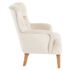 Samtsessel mit Ohren in Creme - Iceline^Wohnen New