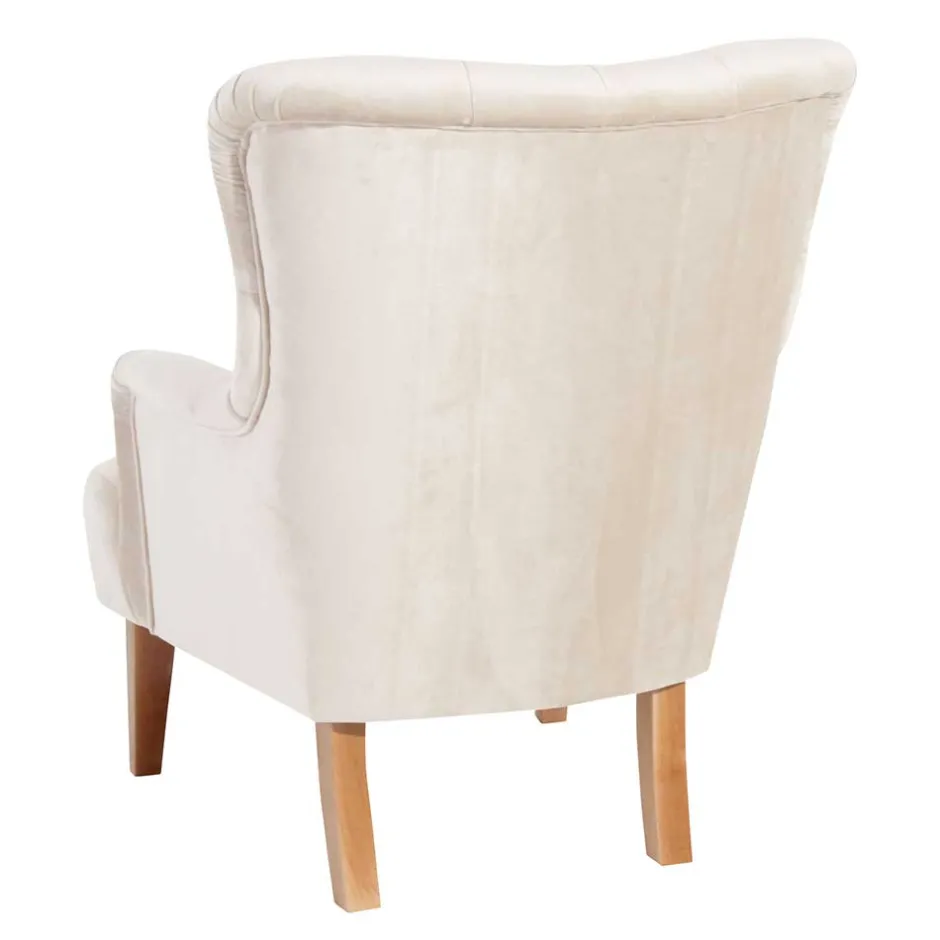 Samtsessel mit Ohren in Creme - Iceline^Wohnen New